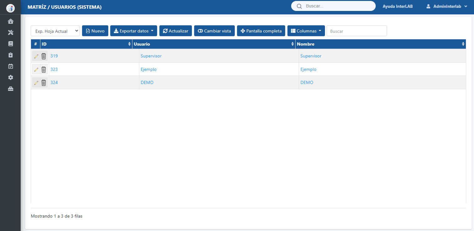 Creates system users so they can login with different accounts, with interlab software for clinical analysis labs you have no user limits