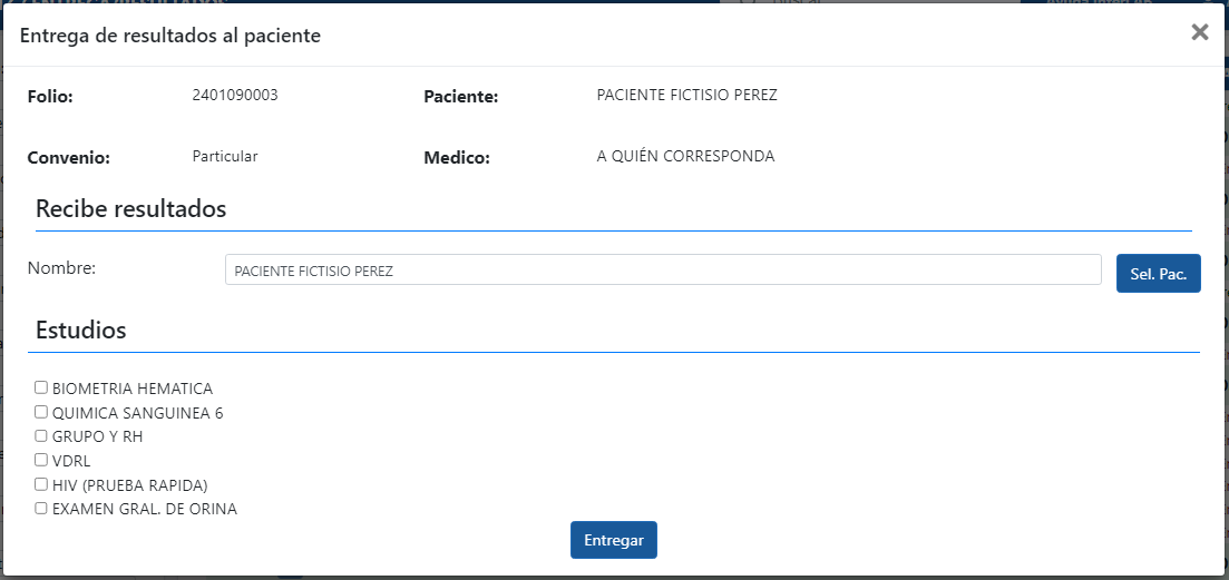 Generates a control for the delivery of results of your patients with Interlab software for clinical analysis laboratories