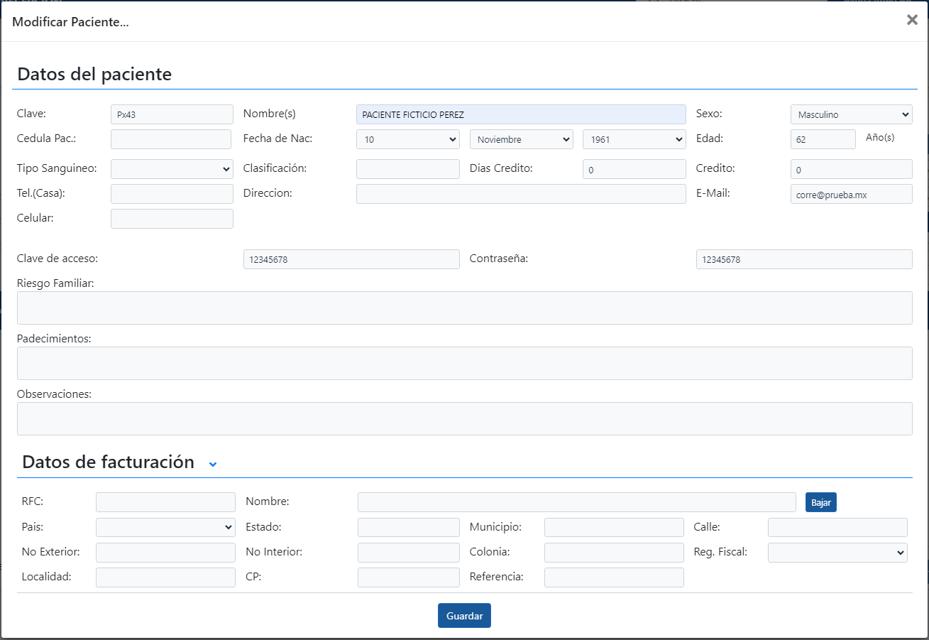 Registration of patients in the reception module with Interlab software for clinical analysis laboratories