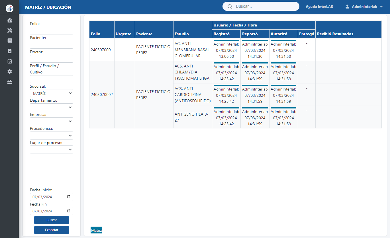 InterLAB software para laboratorios de análisis clínicos permite llevar la trazabilidad de cada estudio